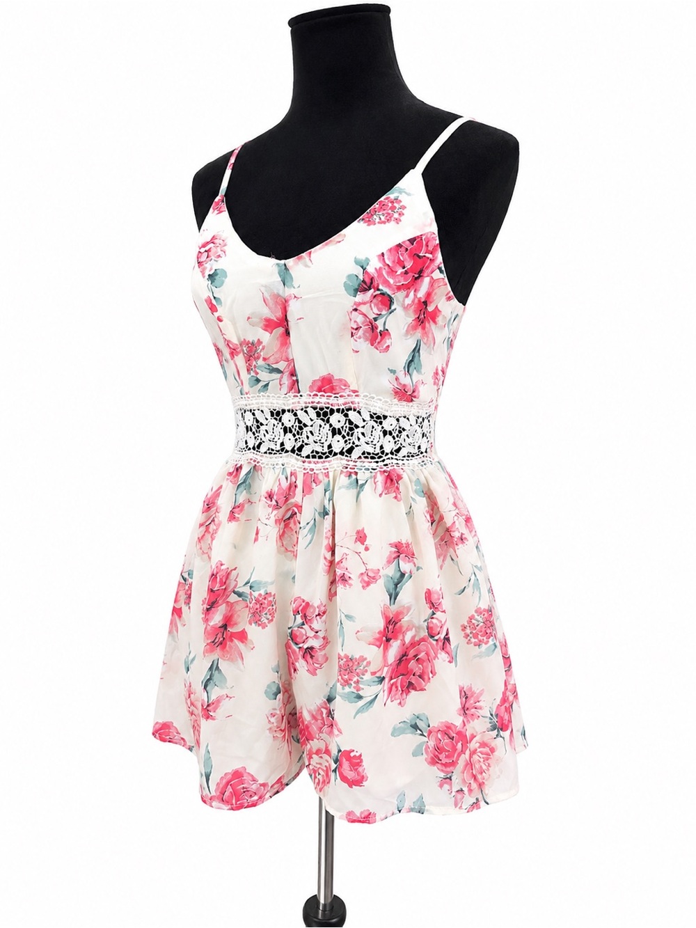 Floral Lace-Waist Summer Romper size S - Picture 5 of 6